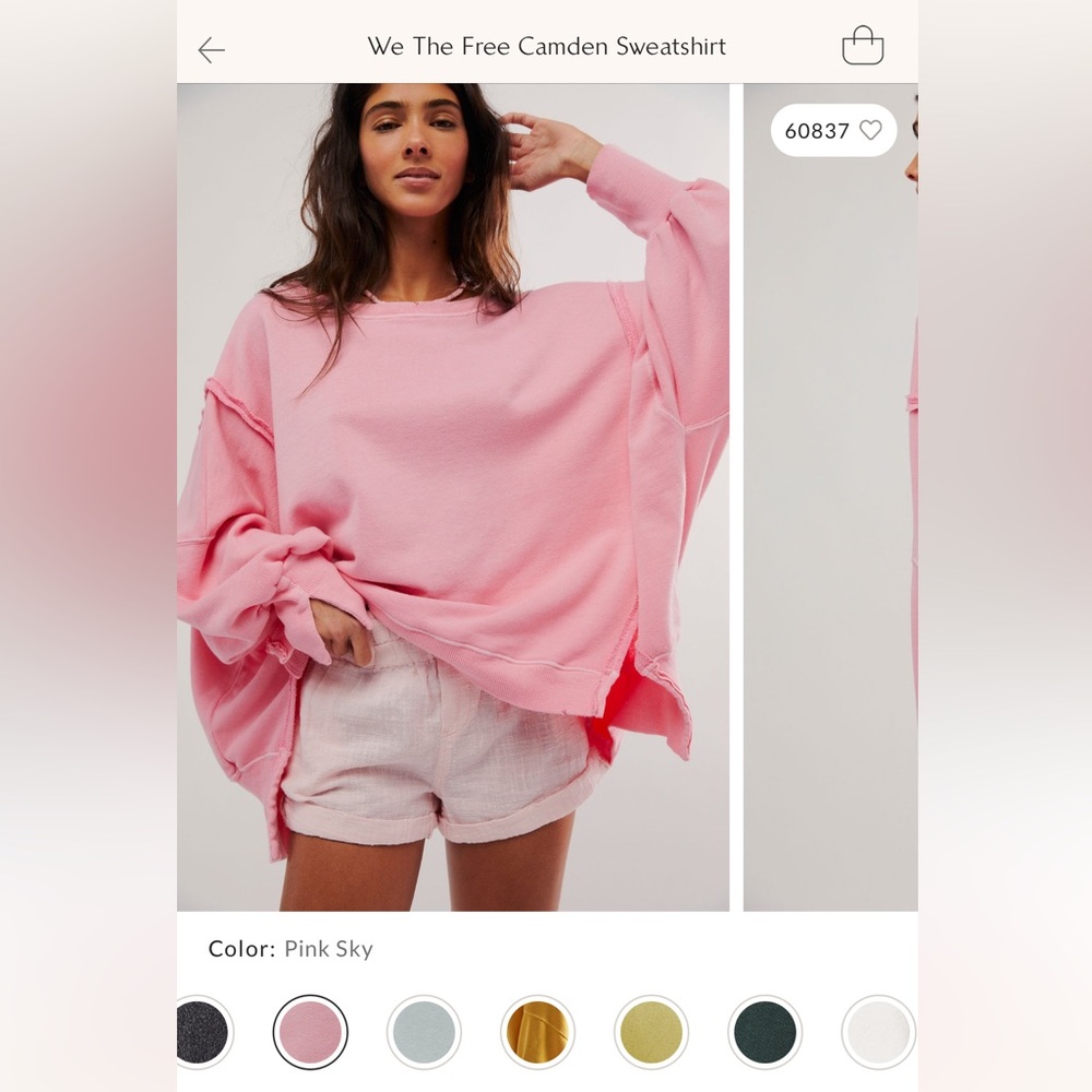 NWOT Free People Camden in Pink Sky.